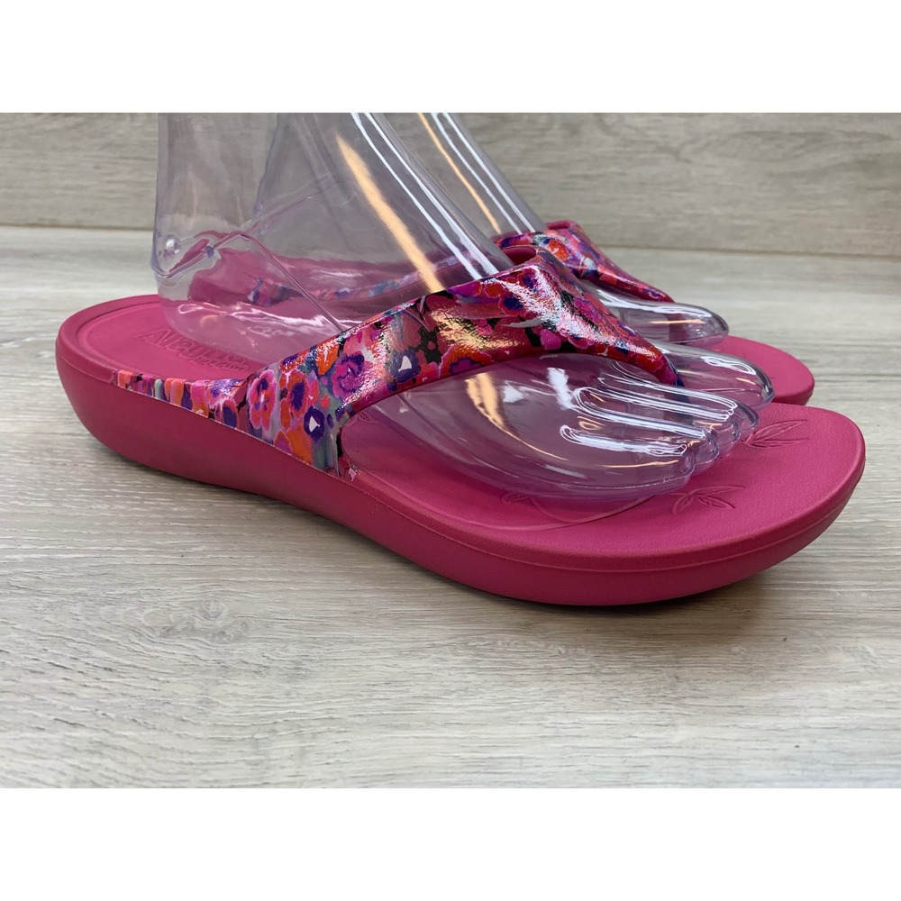 Alegria by PG Lite Pink Floral Thong Women's Sandals 10.5 Comfort Shoes
